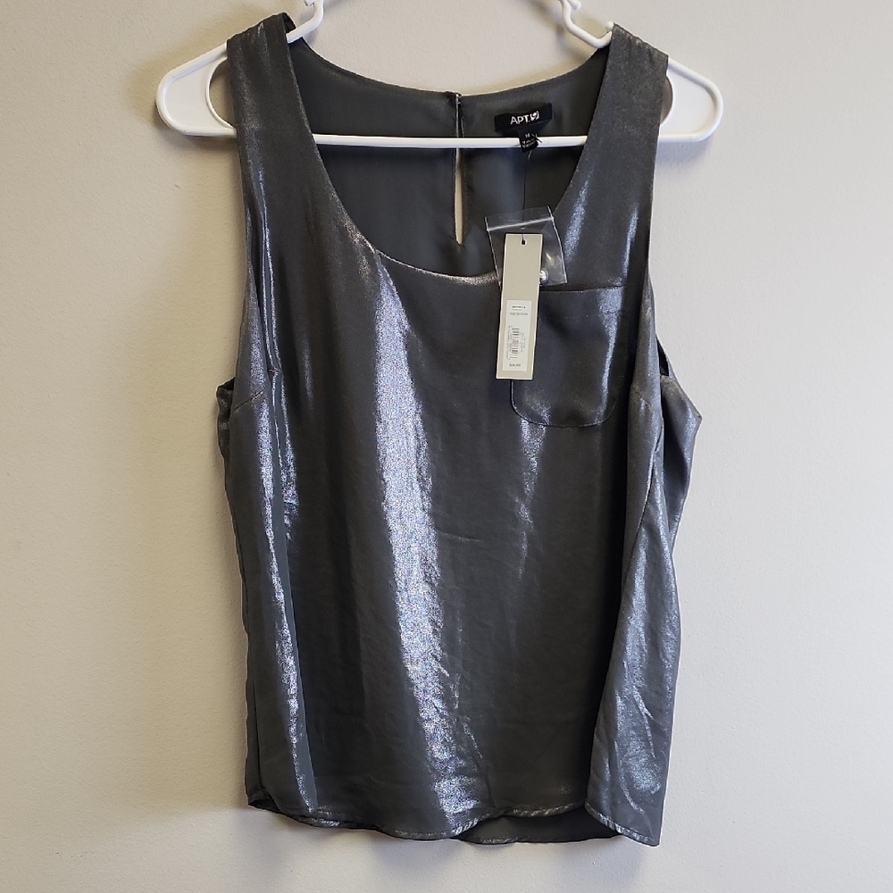 Apt. 9 Women's Shimmering Silver Sleeveless Blouse